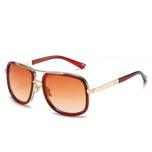 Unisex - Big Frame Square Metal Sunglasses