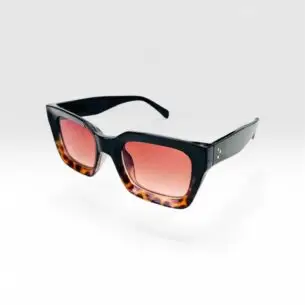 Square Sunglasses – Black & Tortoiseshell | Rose Gradient Lenses