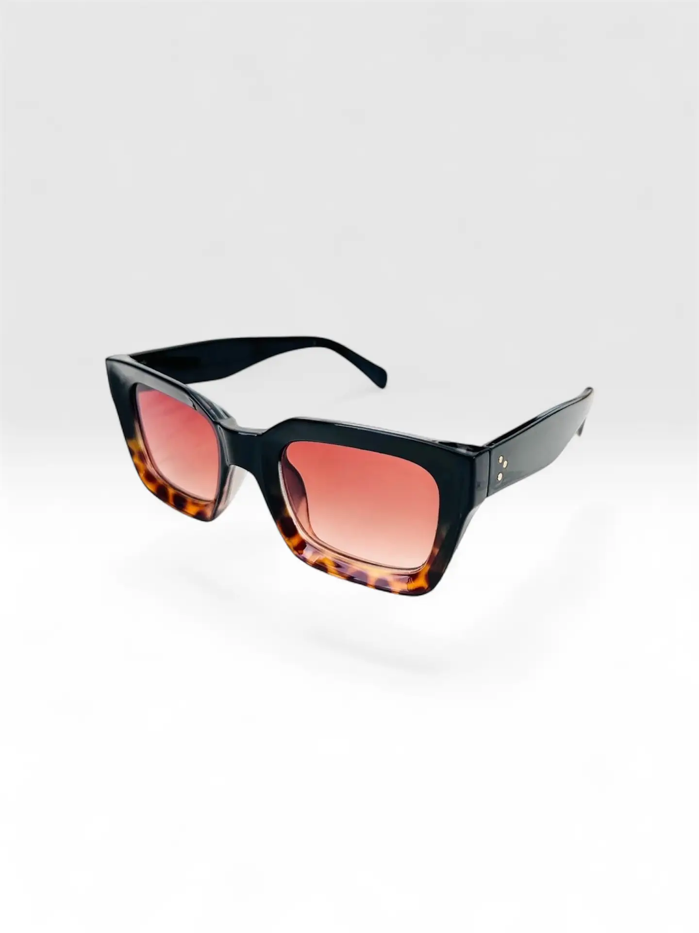 Square Sunglasses – Black & Tortoiseshell | Rose Gradient Lenses